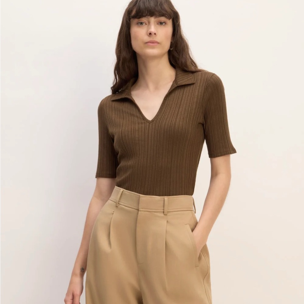 Everlane The Rib Soft Knit Open Collar Polo